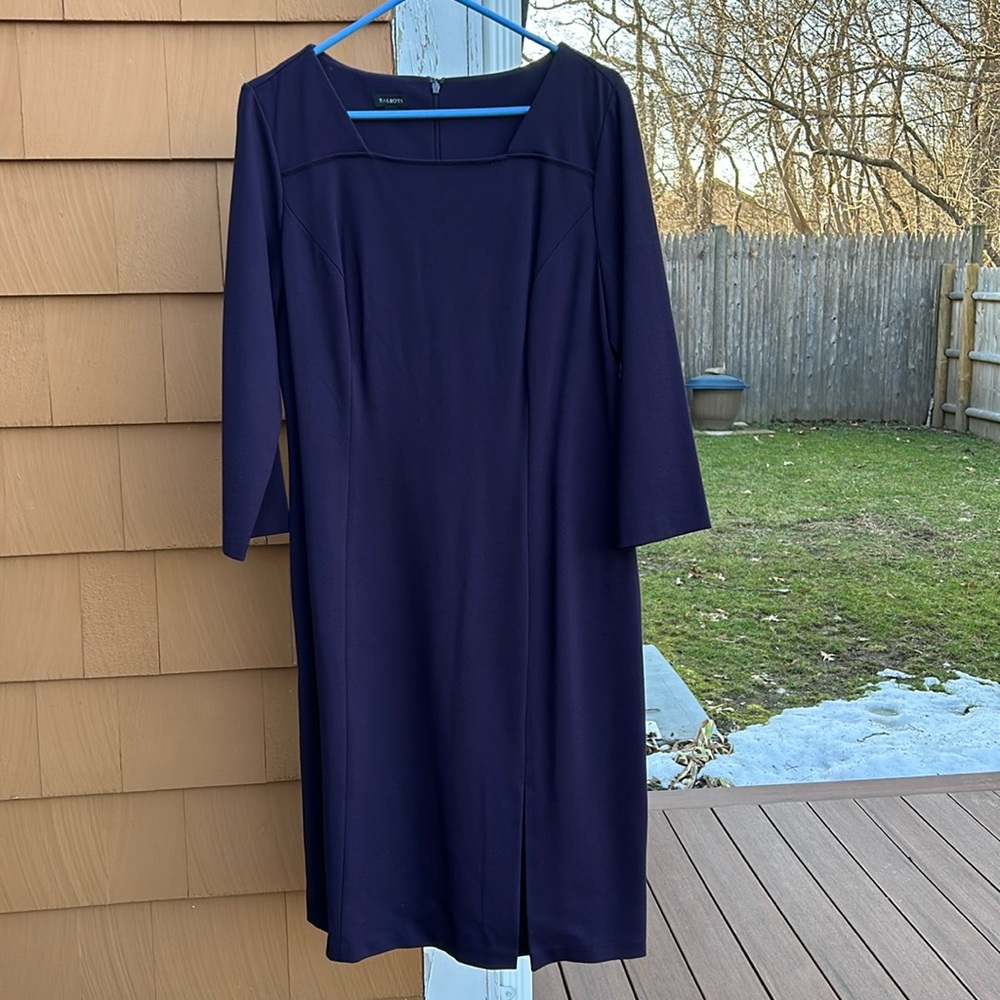 Talbots Datk Purple Mid Sleeve Dress